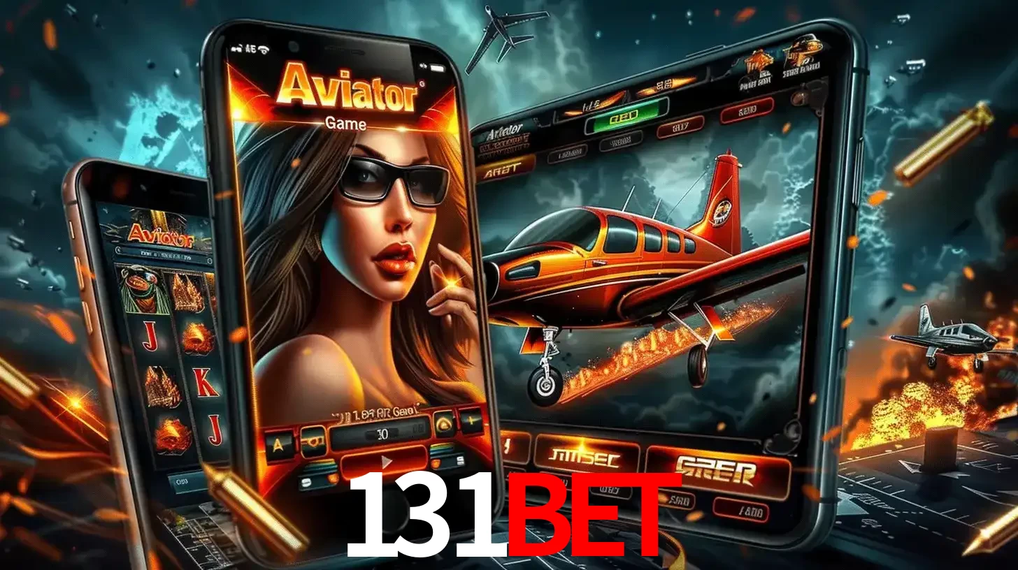 O popular jogo de apostas Aviator exibido em vários celulares e tablets, mostrando a interface emocionante e a ação de voo disponíveis para jogar agora no 131BET.