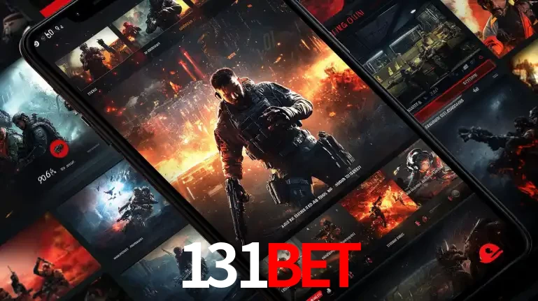 Tela de um celular exibindo uma galeria de jogos de tiro com temática militar, mostrando a variedade de e-sports disponíveis para apostas na plataforma de entretenimento 131BET.